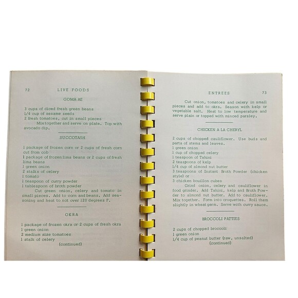 Vtg Vegetarian Cookbook LIVE FOODS Raw Clean Diet Spiral Comb Recipes Fathman - Picture 7 of 8